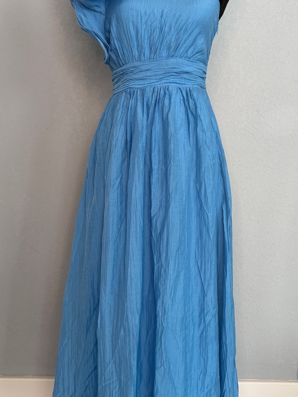 Hello Molly Blue One-Shoulder Maxi Dress with Gathered Waistband